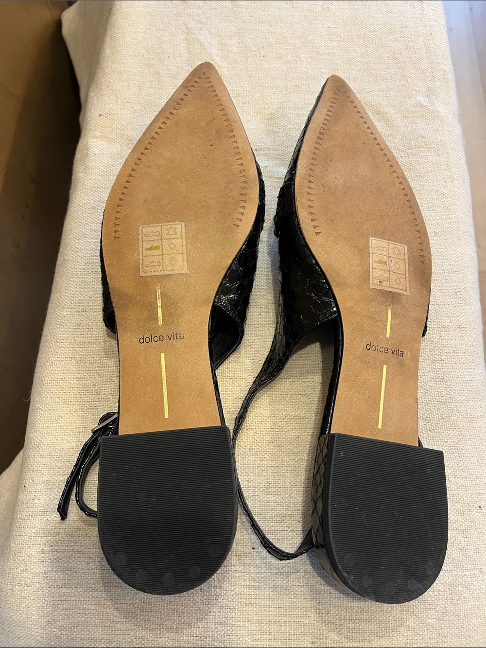 Dolce Vita Snakeskin Pointed Toe Slingback Flats - Picture 4 of 6